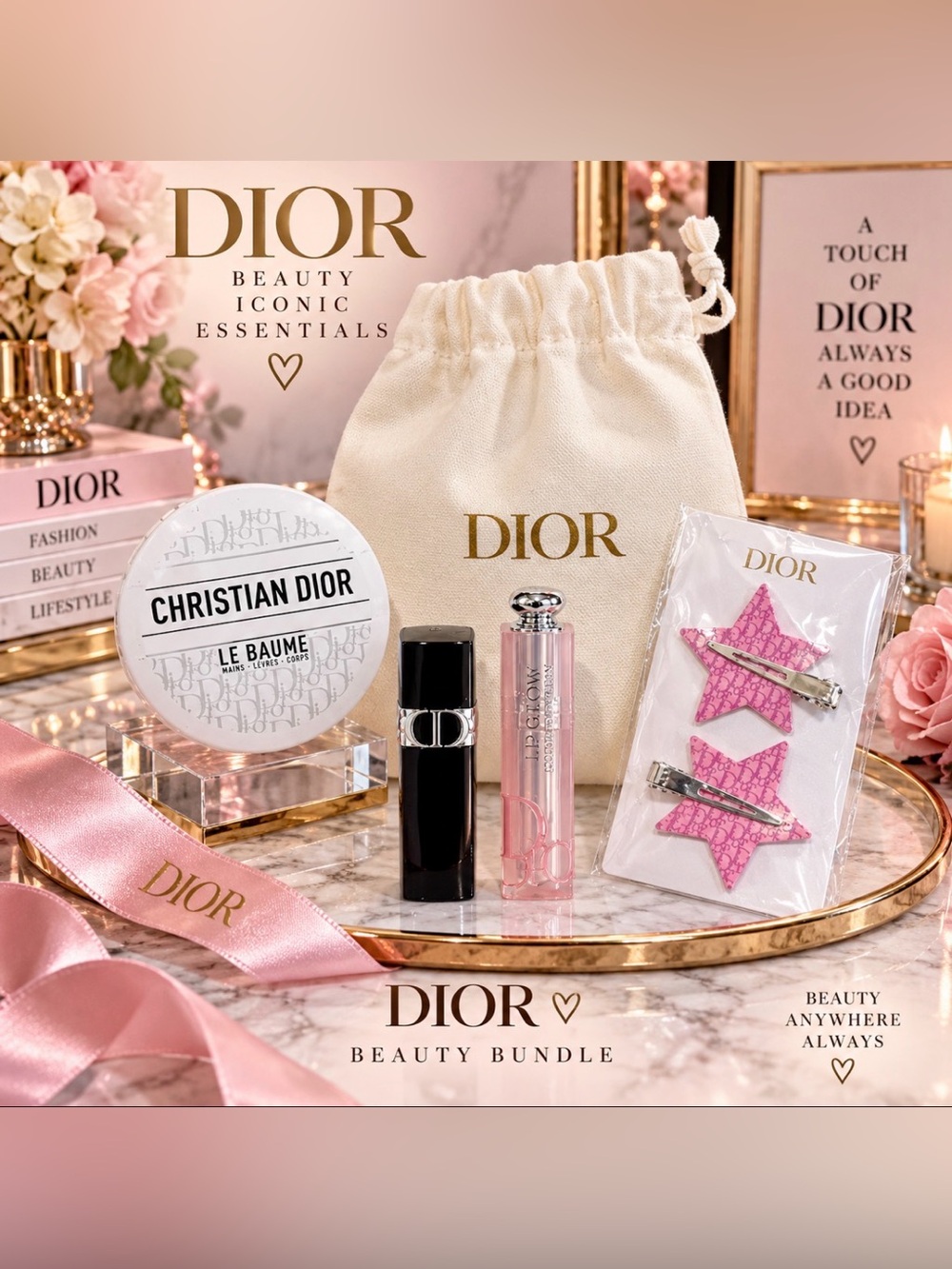 Dior Lip Duo & Pink Star Clips Gift Set